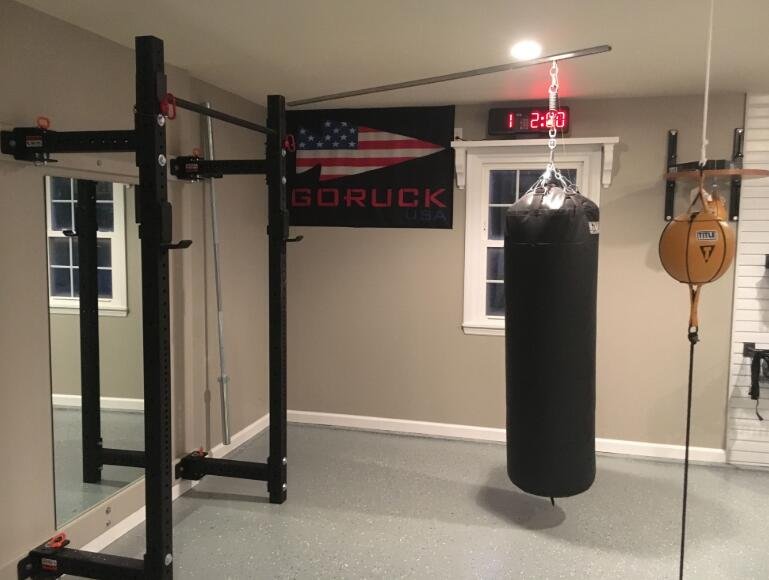 punching bag in living room